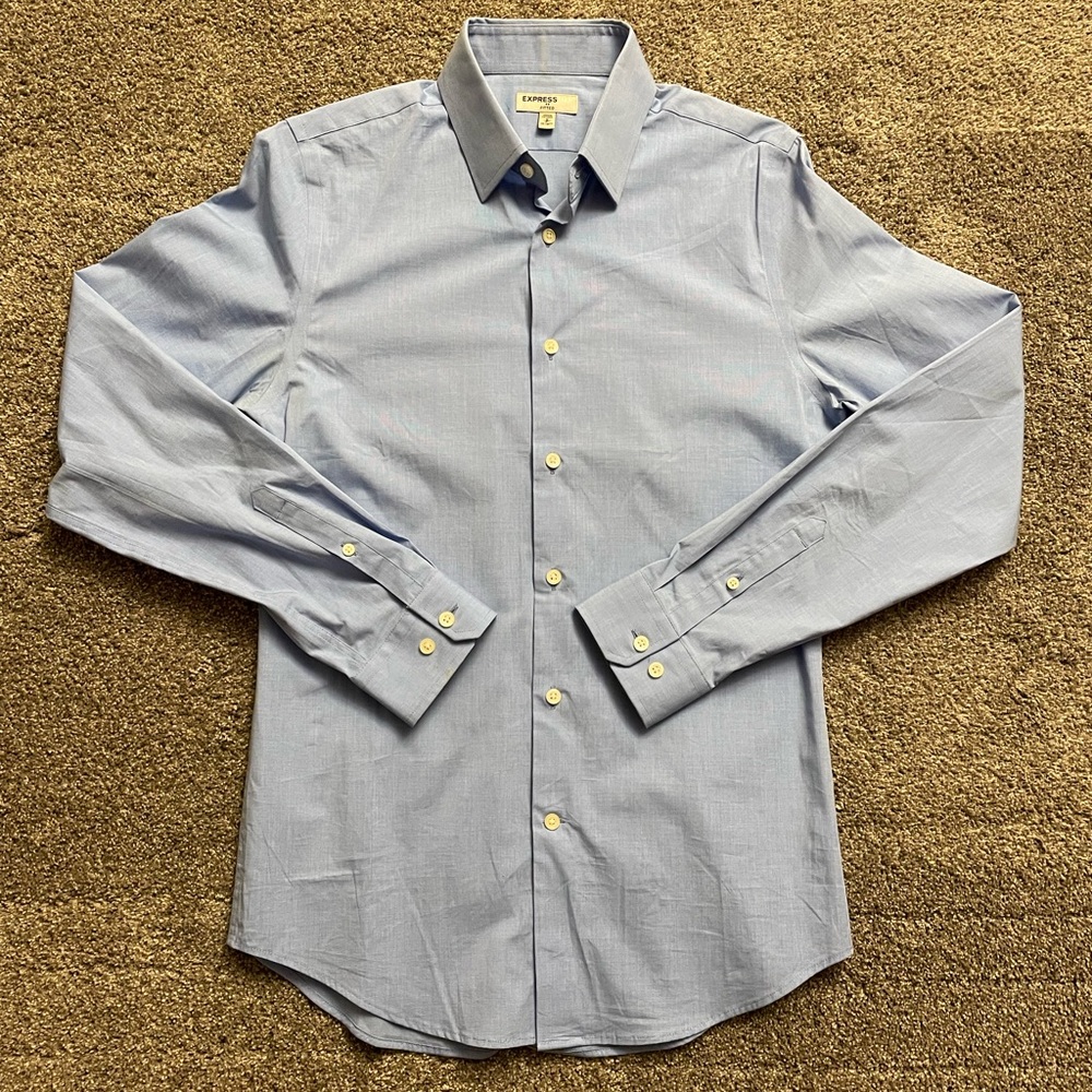 Men’s Express 1MX Fitted Blue Shirt Size Small 14-14.5